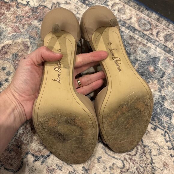 Sam Edelman Strappy Tan Beige Open Toe Heeled Sandals Women's Size 8.5 - Picture 5 of 6